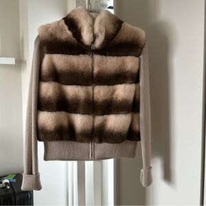 NWT Foravi Fur Zippered Sweater /Jacket